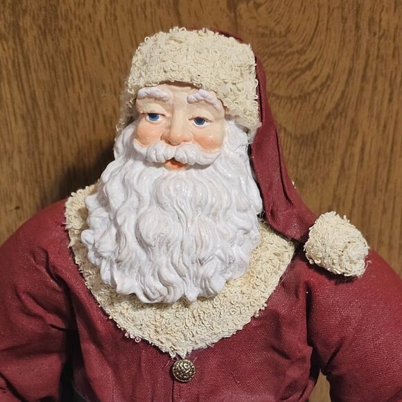 Vintage Fabric Mache 10" Santa Claus Figure Holding Bag of Toys Great Condition - Picture 7 of 16